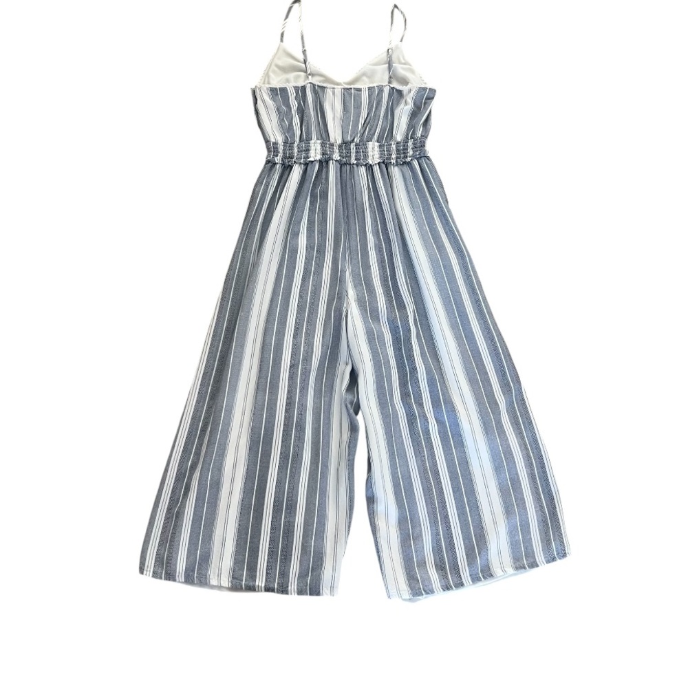 Marisol Stripped Cropped Jumpsuit Wide Leg Line Romper - Picture 2 of 3